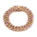 Pink Sapphire Yellow Sapphire Cuban Chain Bracelet