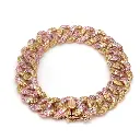 Pink Sapphire Yellow Sapphire Cuban Chain Bracelet