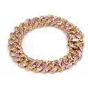 Pink Sapphire Yellow Sapphire Cuban Chain Bracelet