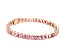 Pink Sapphire Emerald Cut Bezel Set Bracelet