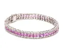 Pink Sapphire and Diamond Princess Cut Bracelet