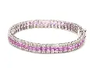 Pink Sapphire and Diamond Princess Cut Bracelet