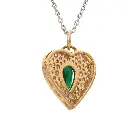 Emerald Pear With Diamond Heart Shape Pendant