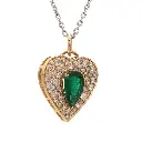 Emerald Pear With Diamond Heart Shape Pendant