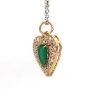 Emerald Pear With Diamond Heart Shape Pendant