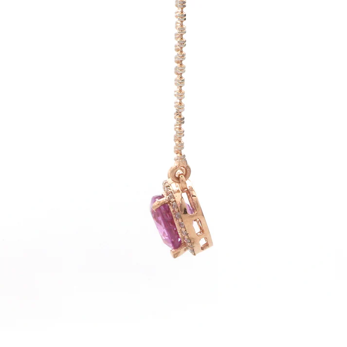 Pink Sapphire Heart and Diamond Pendant