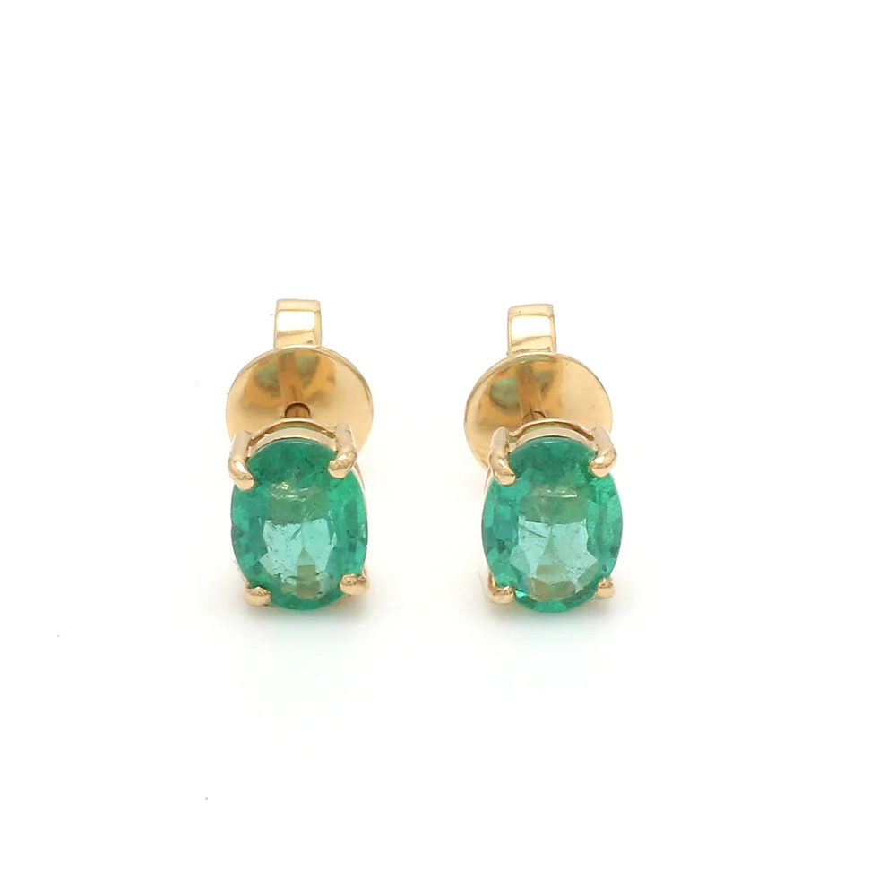 Emerald Oval Prong Studs