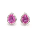 Pink Sapphire & Diamond Pear Studs