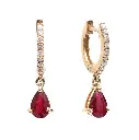 Ruby Pear Diamond Mini Huggies Earrings