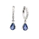 Blue Sapphire Pear Mini Huggies Earrings