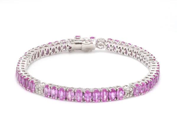 Pink Sapphire Oval and Diamond Bracelet