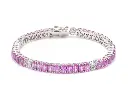 Pink Sapphire Oval and Diamond Bracelet