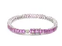 Pink Sapphire Oval and Diamond Bracelet