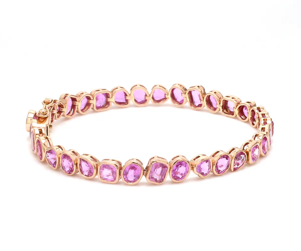 Pink Sapphire Mix Shape Bezel Set Bracelet