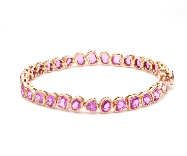 Pink Sapphire Mix Shape Bezel Set Bracelet