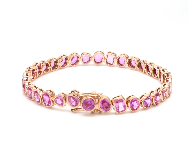 Pink Sapphire Mix Shape Bezel Set Bracelet