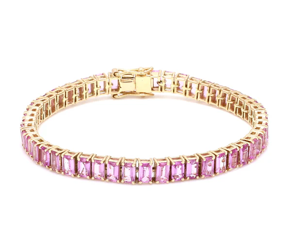 Pink Sapphire Emerald Cut Bracelet