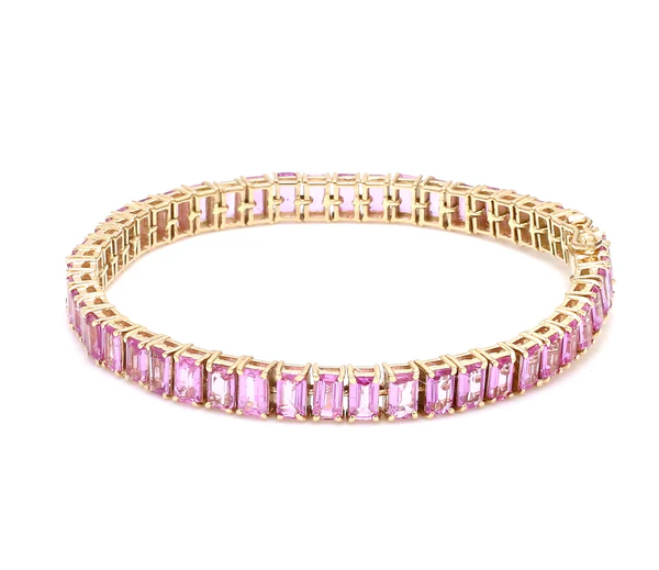 Pink Sapphire Emerald Cut Bracelet