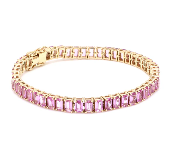 Pink Sapphire Emerald Cut Bracelet