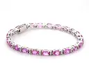 Pink Sapphire Oval and Diamond Bracelet