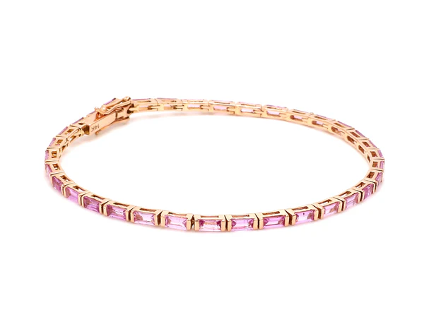 Pink Sapphire Horizontal Baguette Bracelet