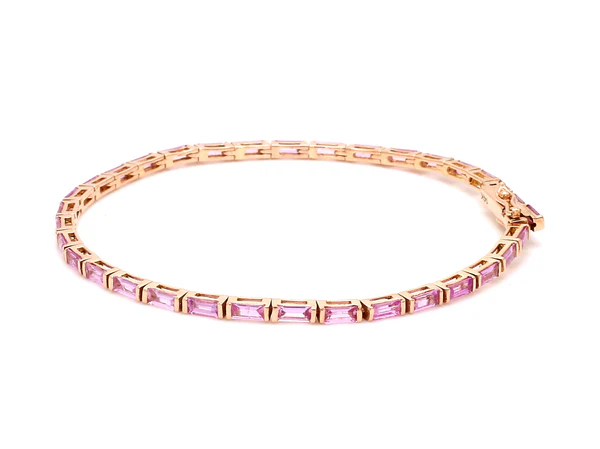 Pink Sapphire Horizontal Baguette Bracelet