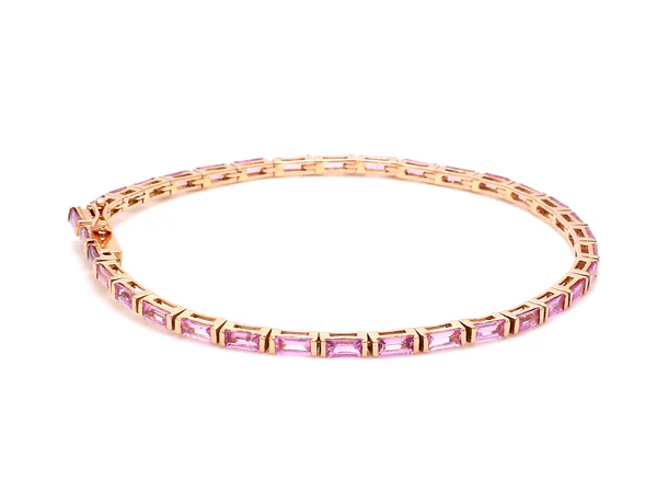 Pink Sapphire Horizontal Baguette Bracelet