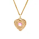 Pink Sapphire Oval With Diamond Heart Shape Pendant