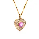 Pink Sapphire Oval With Diamond Heart Shape Pendant