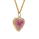 Pink Sapphire With Diamond Heart Pendant