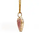 Pink Sapphire With Diamond Heart Pendant