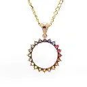 Rainbow Sapphire Round Disc Pendant