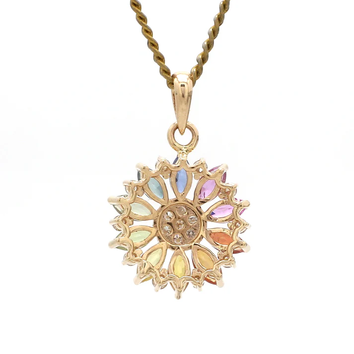 Rainbow Sapphire Flower Pendant