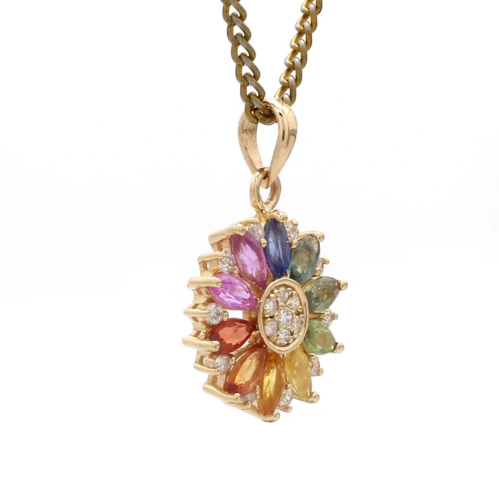 Rainbow Sapphire Flower Pendant