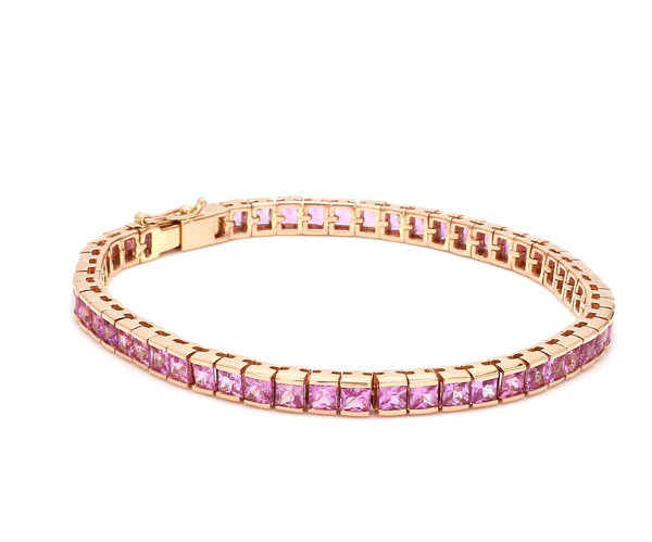 Pink Sapphire Princess Cut Bracelet