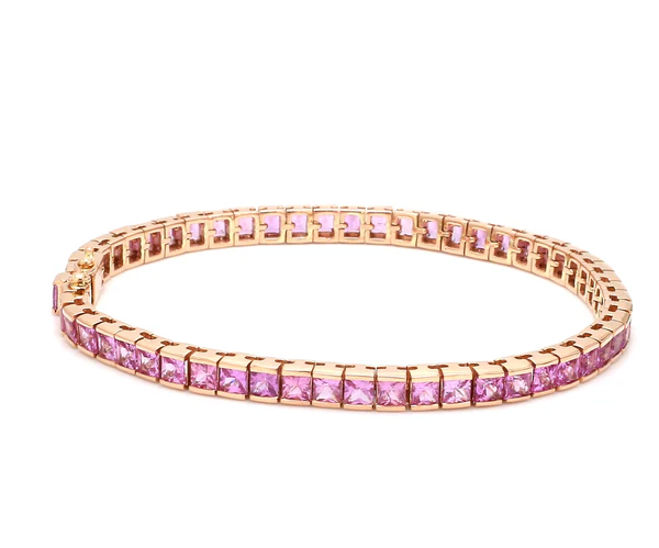 Pink Sapphire Princess Cut Bracelet