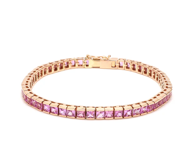 Pink Sapphire Princess Cut Bracelet