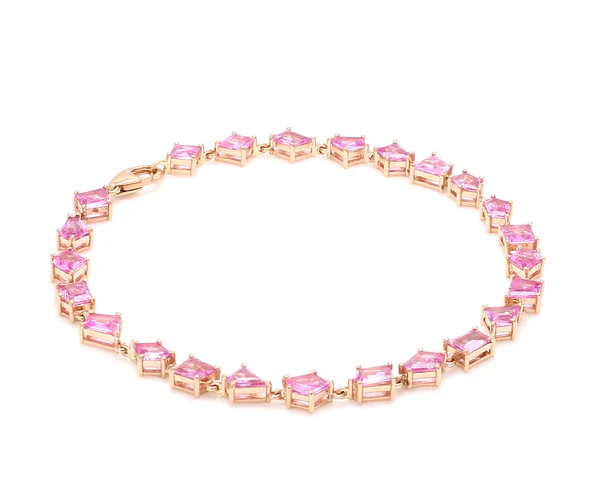 Pink Sapphire Abstract Link Chain Bracelet