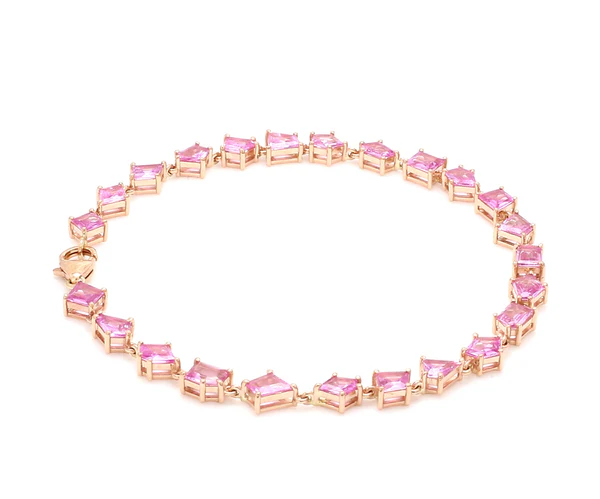 Pink Sapphire Abstract Link Chain Bracelet