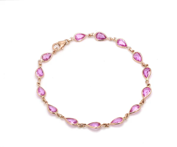 Pink Sapphire Pear Rose Cut Bracelet