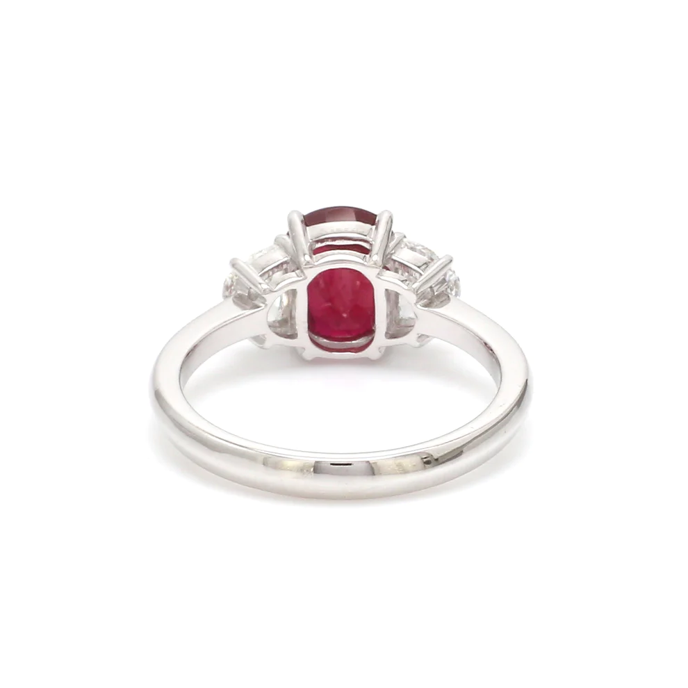 Ruby Half Moon Diamond Ring