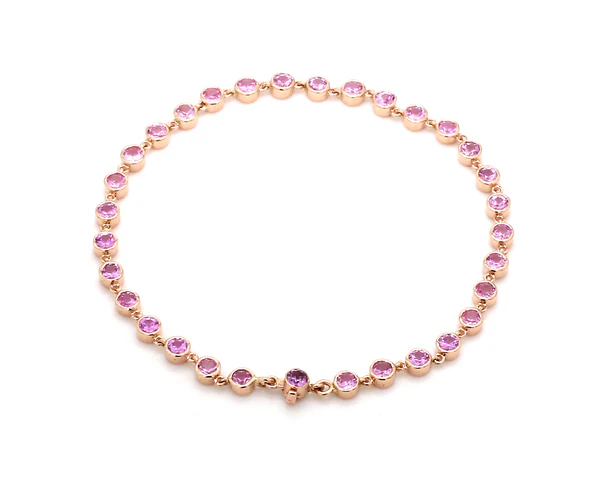 Pink Sapphire Round Link Chain Bracelet