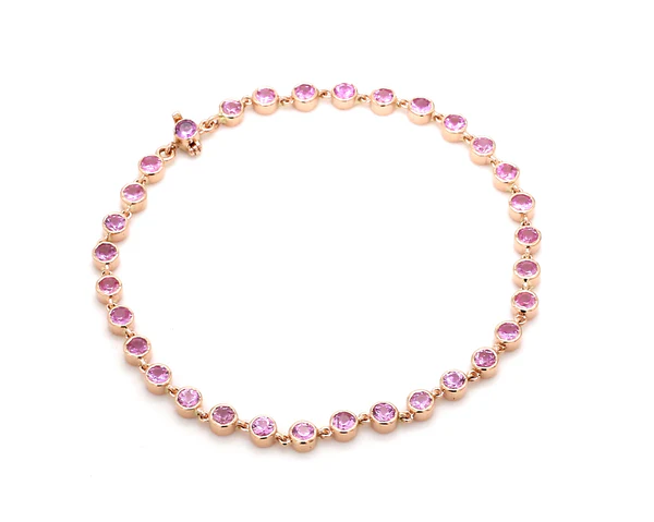 Pink Sapphire Round Link Chain Bracelet