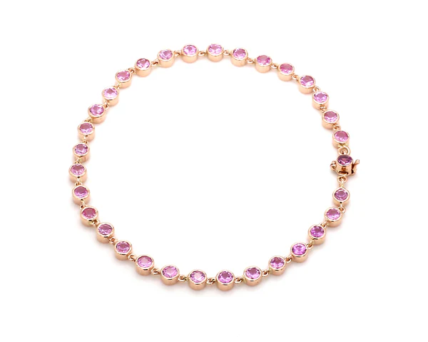 Pink Sapphire Round Link Chain Bracelet