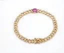  Pink Sapphire Heart Link Chain Bracelet