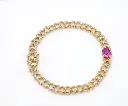  Pink Sapphire Heart Link Chain Bracelet