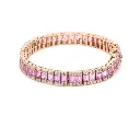 Pink Sapphire Emerald Cut & Diamond Bracelet