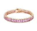 Pink Sapphire Emerald Cut & Diamond Bracelet