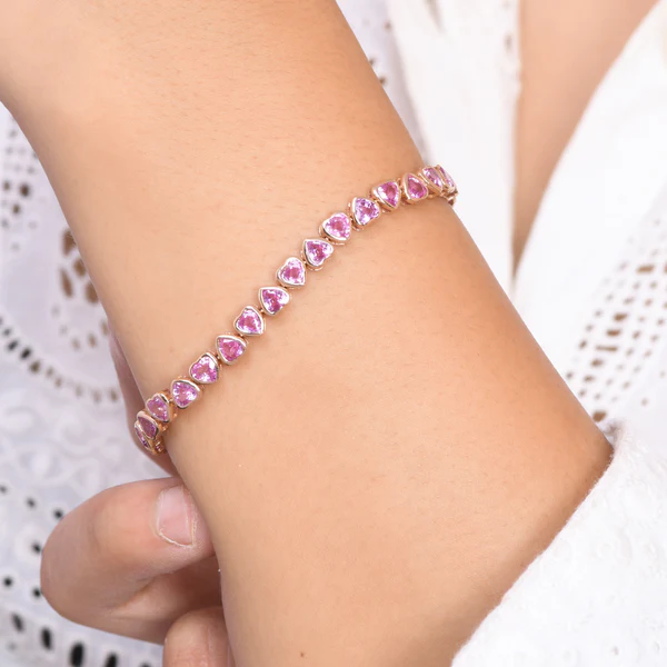 Pink Sapphire Heart Bracelet