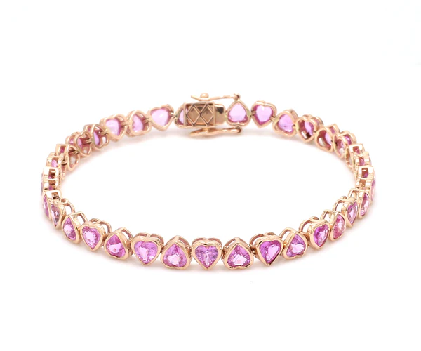 Pink Sapphire Heart Bracelet